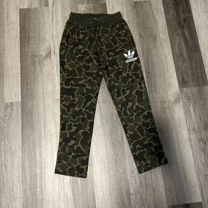 Men’s Adidas Camo Joggers - Olive Green
